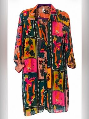 Live and truth Parrot colorful kimono